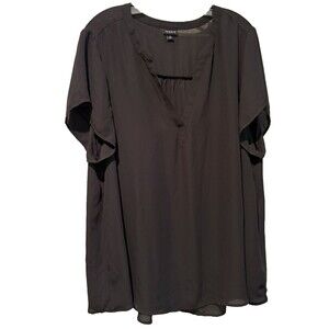 Torrid Women's Sheer Blouse Top Shirt Short Sleeve Black Flowy Plus Size 3